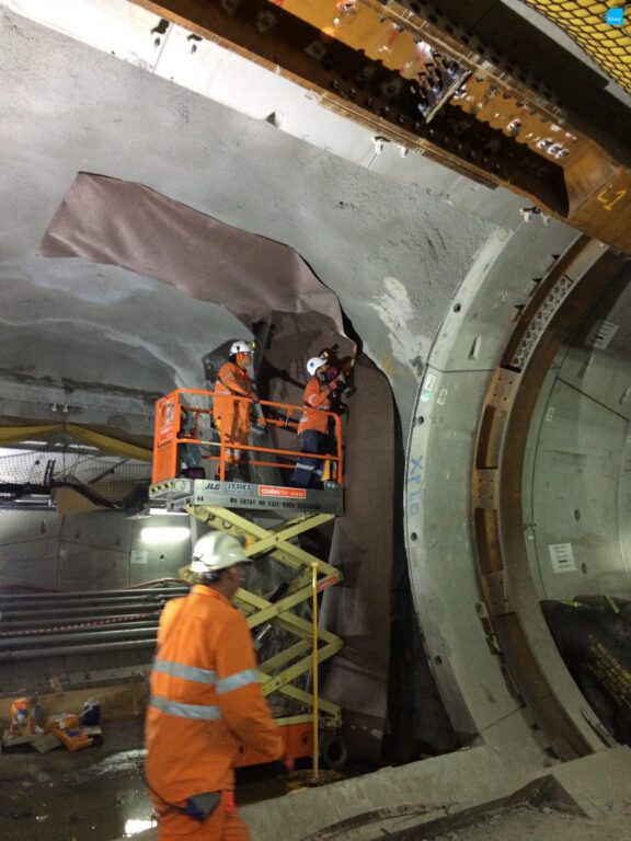 Epping to Chatswood Rail Link - Waterproofing Cross Passage with BluSeal VLDPE Tunnel Liner