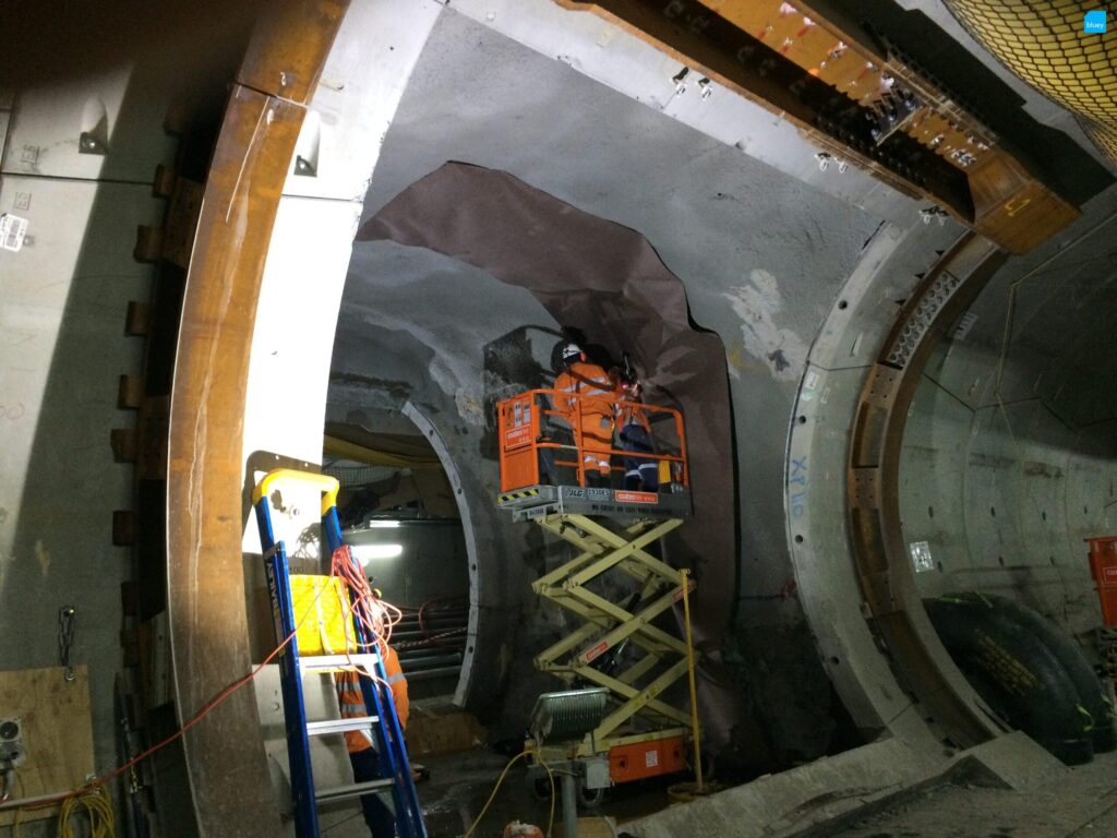 Epping to Chatswood Rail Link - Waterproofing Cross Passage with BluSeal VLDPE Tunnel Liner