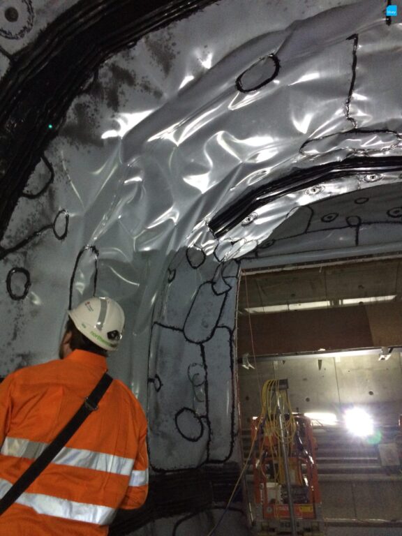 Epping to Chatswood Rail Link - Waterproofing Cross Passage with BluSeal VLDPE Tunnel Liner