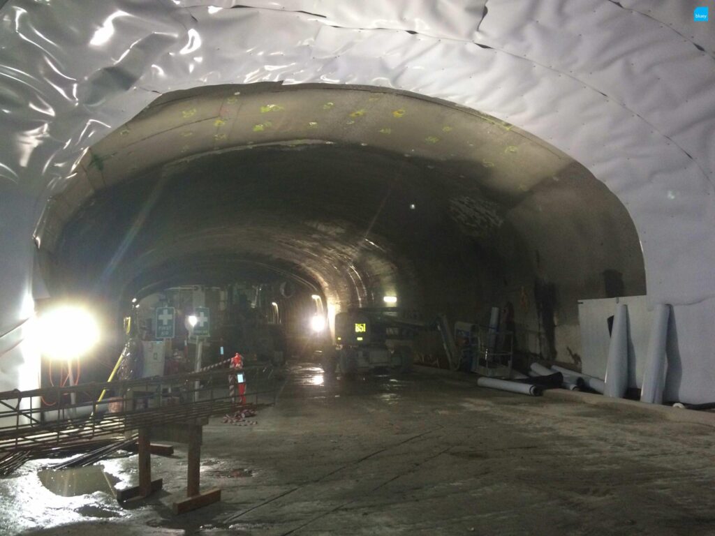 BluSeal VLDPE Tunnel Liner membrane installed at Wynyard Walk