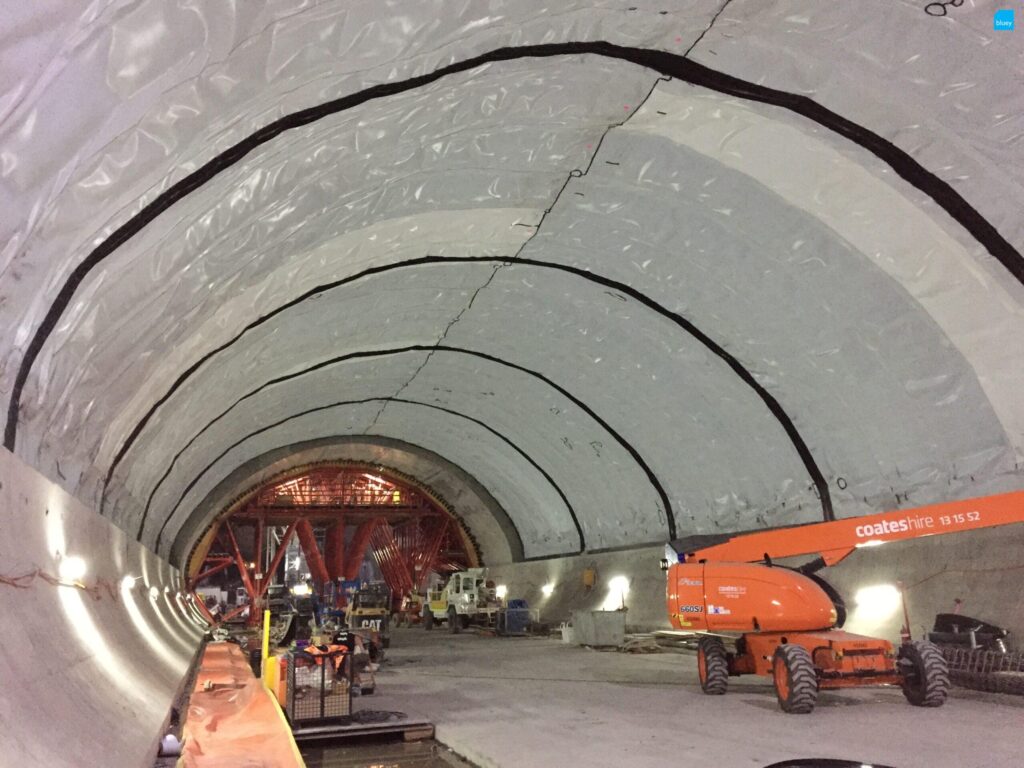 Installation of VLDPE Tunnel Liner membrane to the Barangaroo cavern