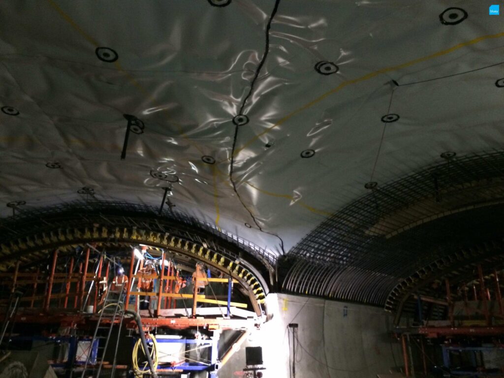 BluSeal VLDPE Tunnel Liner membrane installed at Wynyard Walk