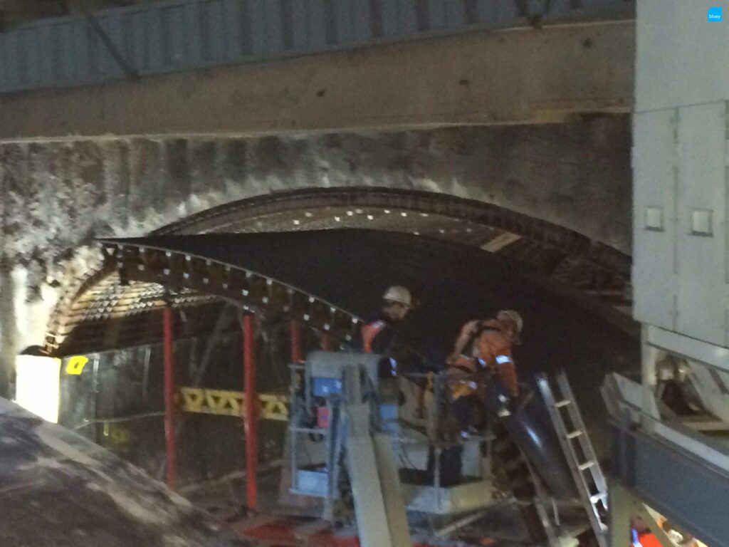 BluSeal VLDPE Tunnel Liner membrane installed at Wynyard Walk