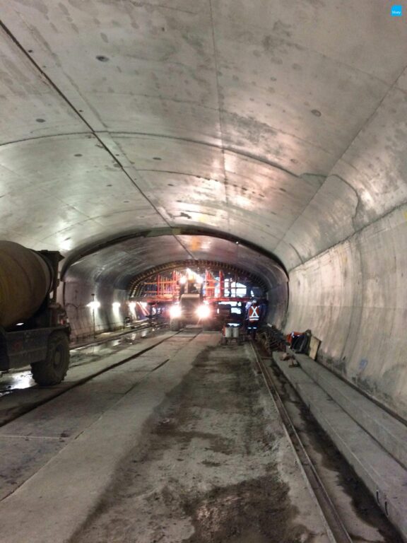 BluSeal VLDPE Tunnel Liner membrane installed at Wynyard Walk