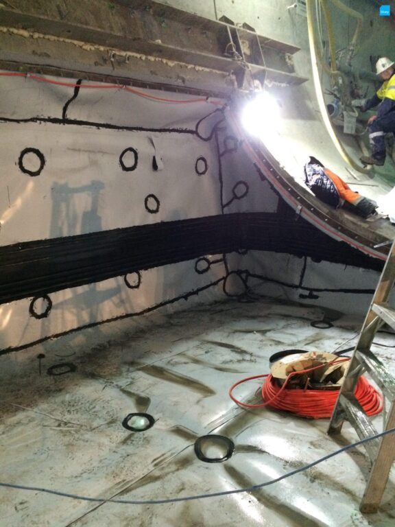 Epping to Chatswood Rail Link - Waterproofing Cross Passage with BluSeal VLDPE Tunnel Liner