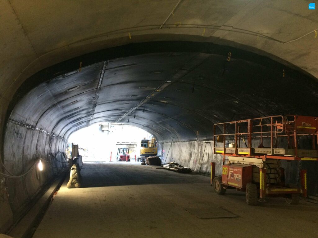 BluSeal VLDPE Tunnel Liner membrane installed at Wynyard Walk