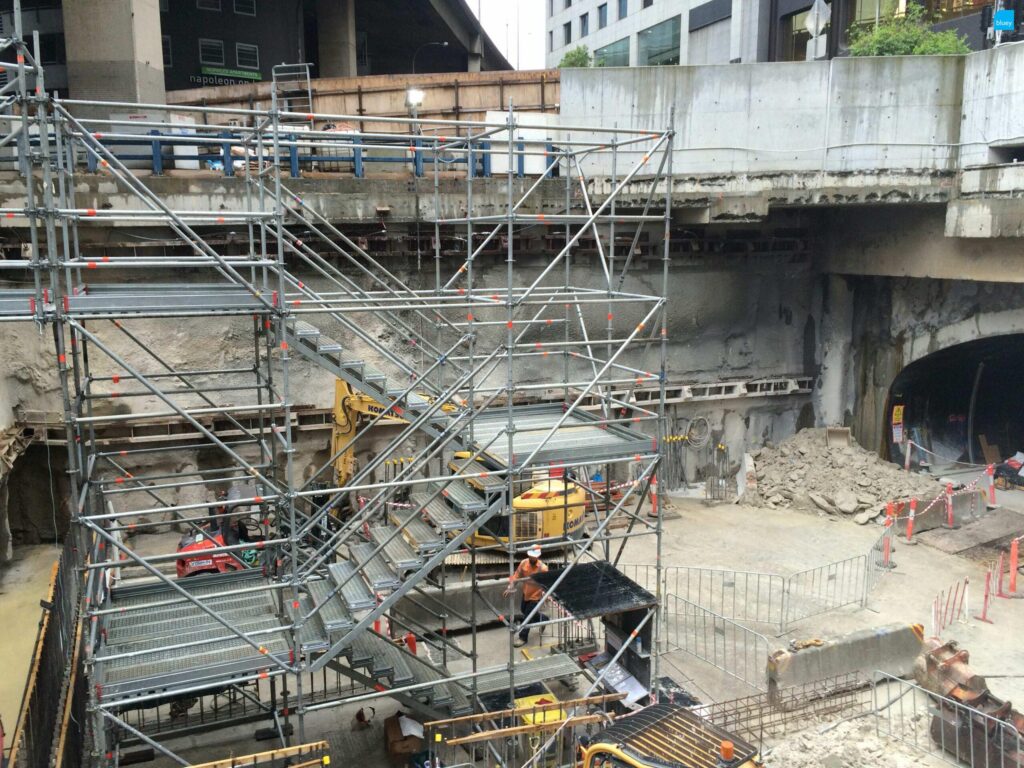 BluSeal VLDPE Tunnel Liner membrane installed at Wynyard Walk