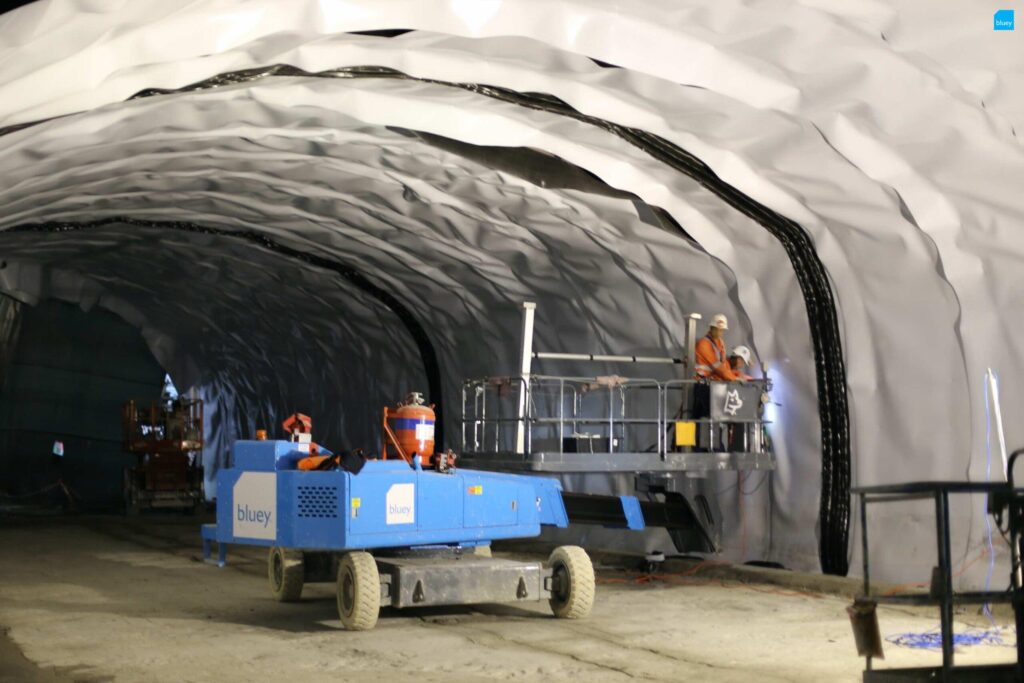 BluSeal VLDPE Tunnel Liner membrane installed at Wynyard Walk