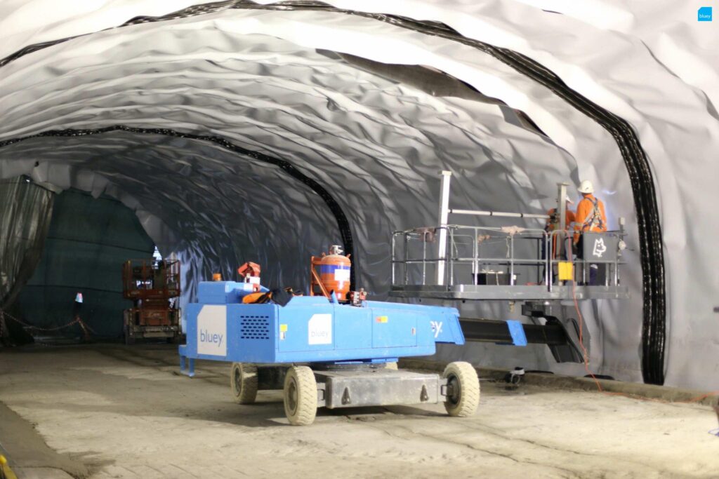 BluSeal VLDPE Tunnel Liner membrane installed at Wynyard Walk