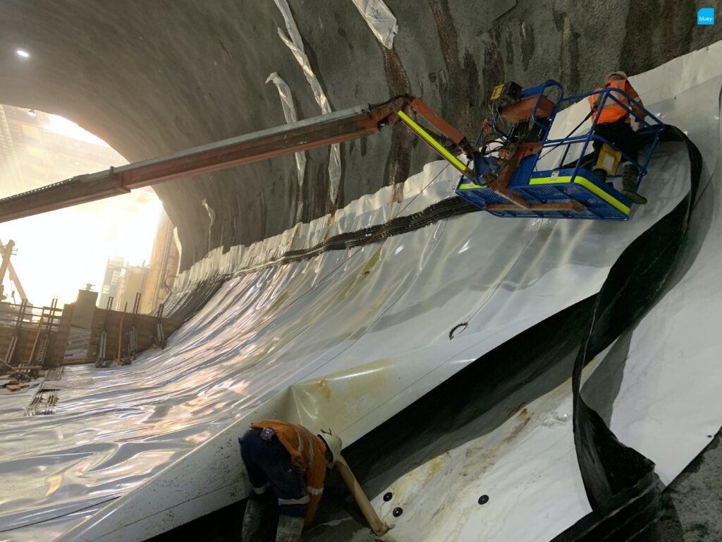 Epping to Chatswood Rail Link - Waterproofing Cross Passage with BluSeal VLDPE Tunnel Liner