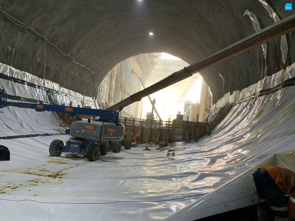 Epping to Chatswood Rail Link - Waterproofing Cross Passage with BluSeal VLDPE Tunnel Liner