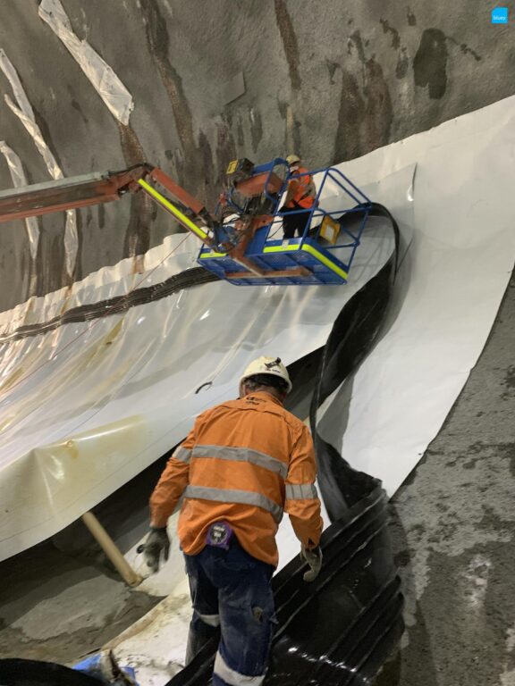 Epping to Chatswood Rail Link - Waterproofing Cross Passage with BluSeal VLDPE Tunnel Liner