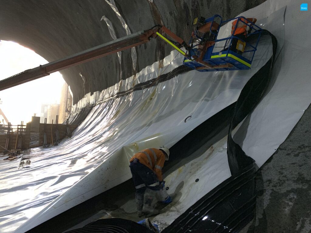 Epping to Chatswood Rail Link - Waterproofing Cross Passage with BluSeal VLDPE Tunnel Liner