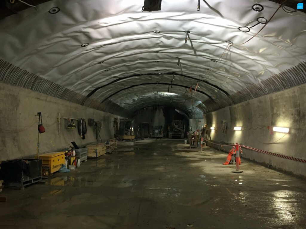 BluSeal VLDPE Tunnel Liner membrane installed at Wynyard Walk