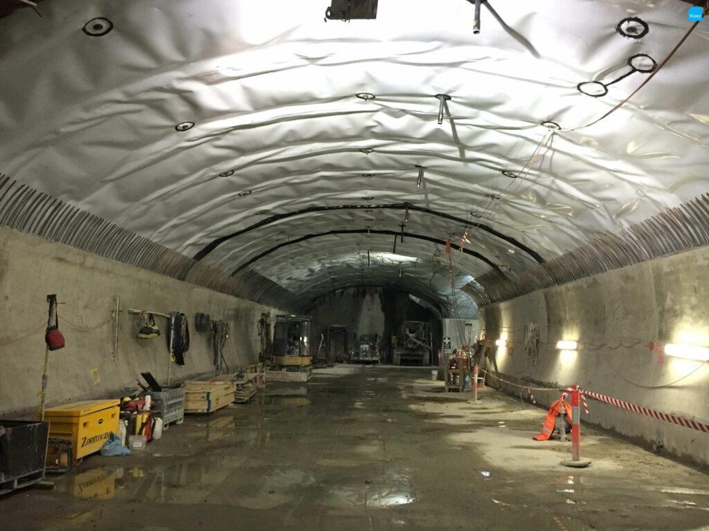 BluSeal VLDPE Tunnel Liner membrane installed at Wynyard Walk