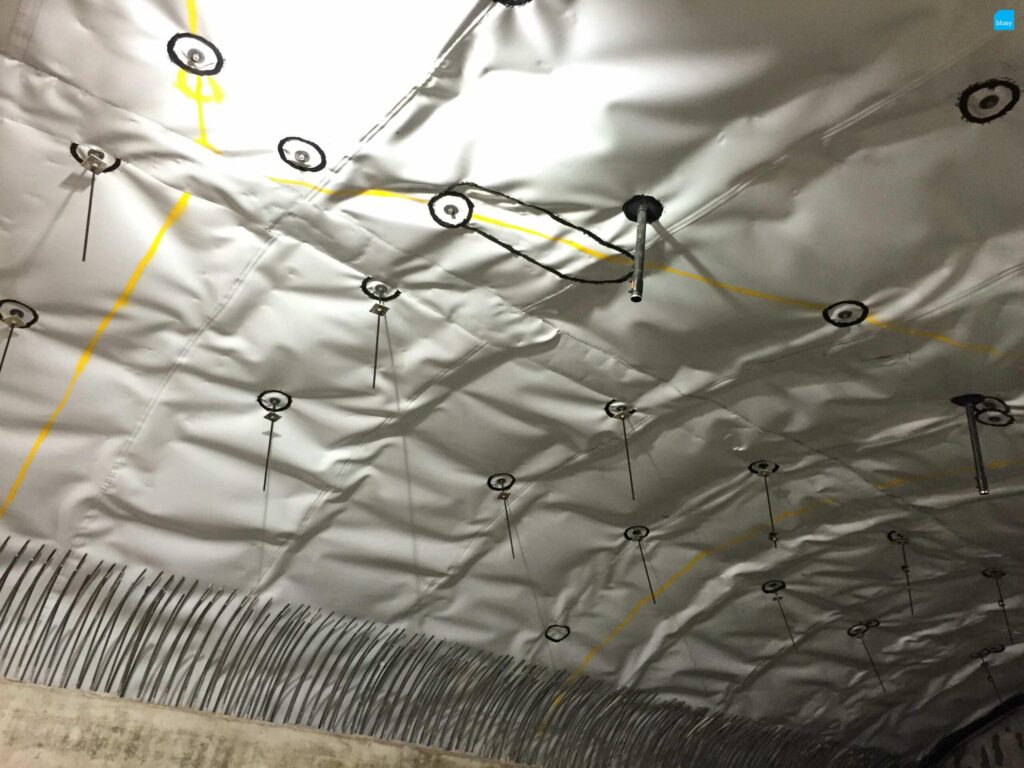 BluSeal VLDPE Tunnel Liner membrane installed at Wynyard Walk