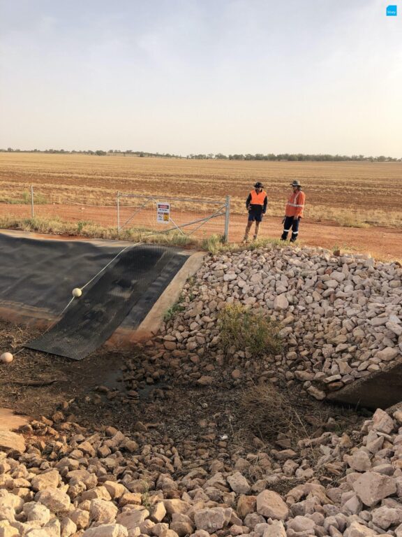 BluSeal AKS used as matting to help animals escape irrigation channels